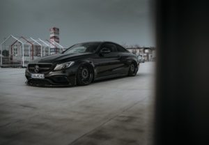 Bagged Obisidian Black W205 C63s Coupe